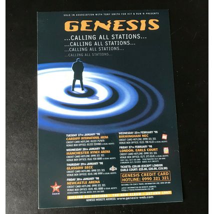 Genesis Phil Collins CALLING ALL STATIONS '98 Tour ORIGINAL Flyer A5 MINT V Rare