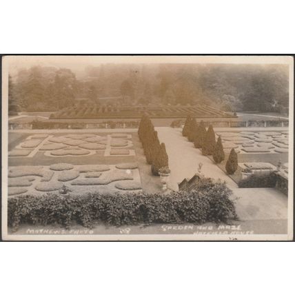 Garden and Maze, Hatfield House, Hertfordshire, 1934 - Mathews RP Postcard