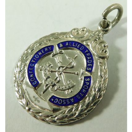 Vintage Confectionery Allied Trades Sports Assc Albert Chain Fob Medal Swimming