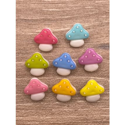 15mm Toadstool Mushroom Shank Buttons Mixed Colours Crafts Knitting Sewing