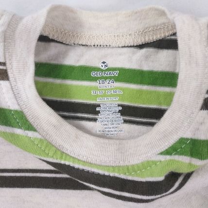 Old Navy Boy's Toddler Muscle T-Shirt - Green/White Stripe Sz 18-24M