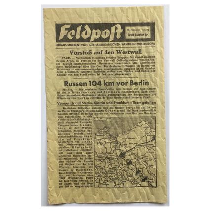 WW2 American Artillery Shell Propaganda Leaflet. - Feldpost No. 16. - 1945.