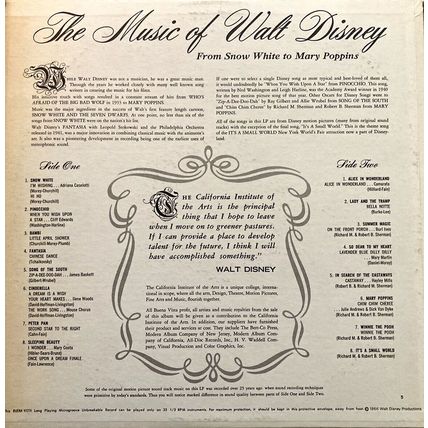 THE MUSIC OF WALT DISNEY From Snow White To Mary Poppins 1966 record album