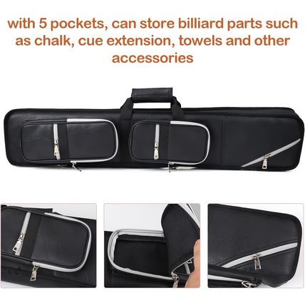4X8 Pool Cue Case Billiard Stick Carrying Case Leatherette Soft Cue Bag Hold 4 B