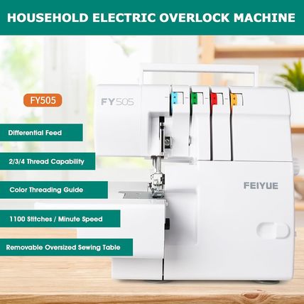 FEIYUE FY505 Serger Overlock Machine with 2/3/4 Thread Capability, Built-In Roll