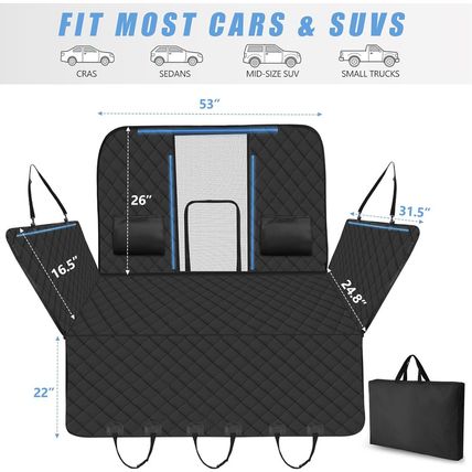 High Barrier Back Seat Extender for Dogs, Hard Bottom Dog Car Seat Cover for Bac