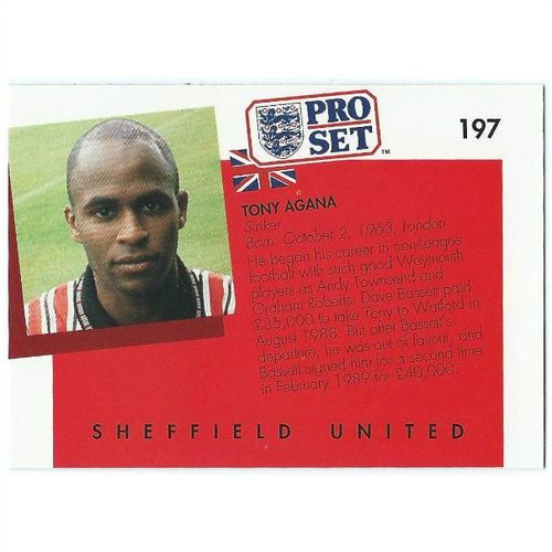 1990/1991 Pro Set Footbal - #197 - Tony Agana