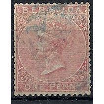 Bermuda 1865 SG2 1d Pale Rose Wmk Crown CC Fine used Blue Cancel .. ..