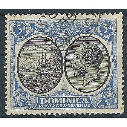 Dominica 1923 SG79 3d Black & Ultramarine Fine Used....