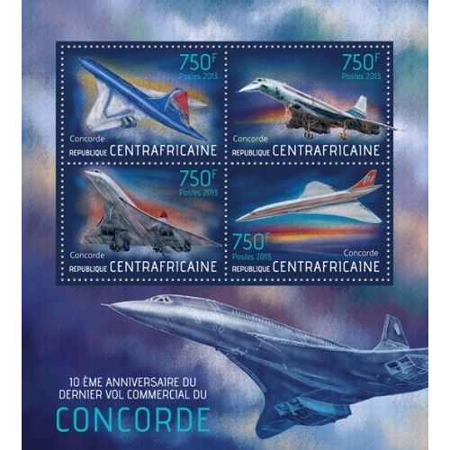CENTRAL AFRICA 2013 SHEET MNH CONCORDE AVIATION AIRPLANES 2