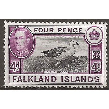 Falkland Islands 1938 SG154 4d Black & Purple Light Mounted Mint.