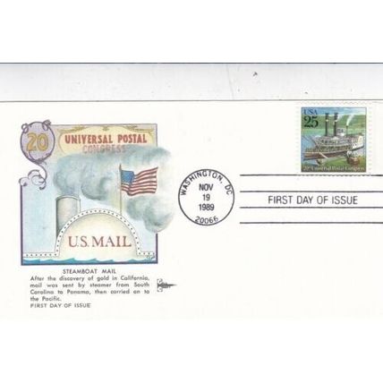 United States 1989 Steamboat UPU FDC Washington DC Cancel Unaddressed VGC