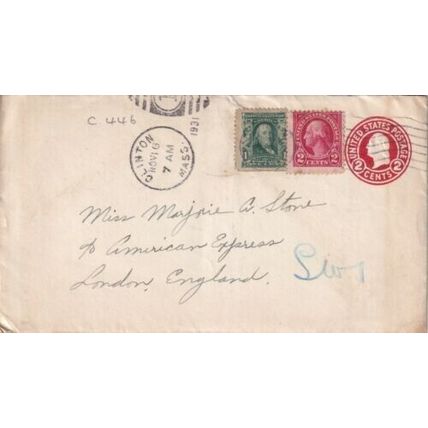 United States 1931 Clinton MASS-London UK Cover Clinton cancel written VGC