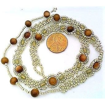Brown Gold Stone Beaded Daisy Chain Choker Necklace
