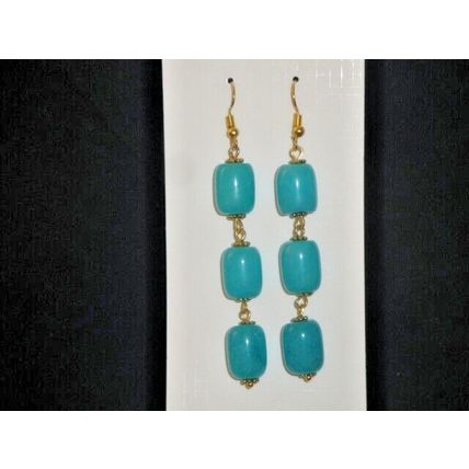 Dyed turquoise blue calcite long swing earrings