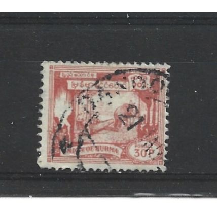 Burma.SG145 30p Elephant hauling log (Red).Fine Used.Jul25k