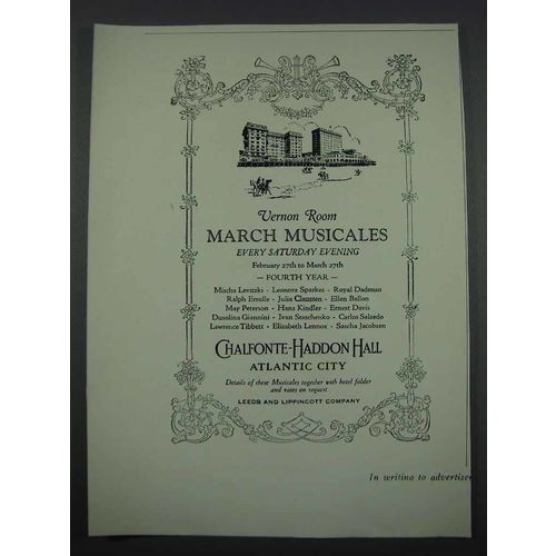 1926 Chalfonte-Haddon Hall Atlantic City Ad - Musicales