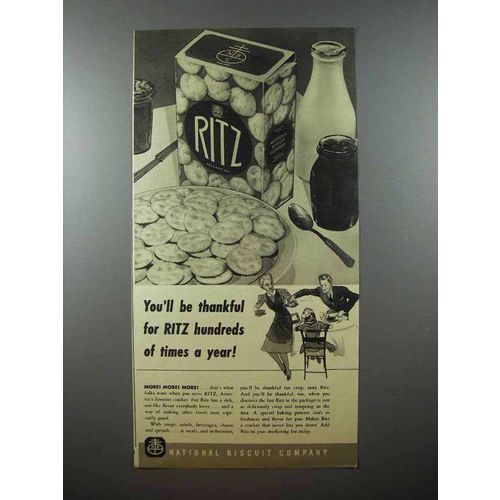 1940 Nabisco Ritz Crackers Ad - You'll be Thankful