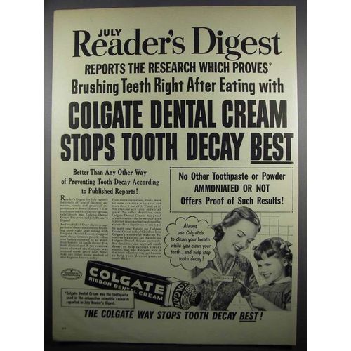 1950 Colgate Ribbon Dental Cream Ad - After Eating