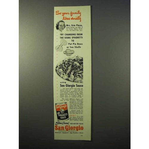 1951 San Giorgio Spaghetti Sauce Ad - Likes Variety