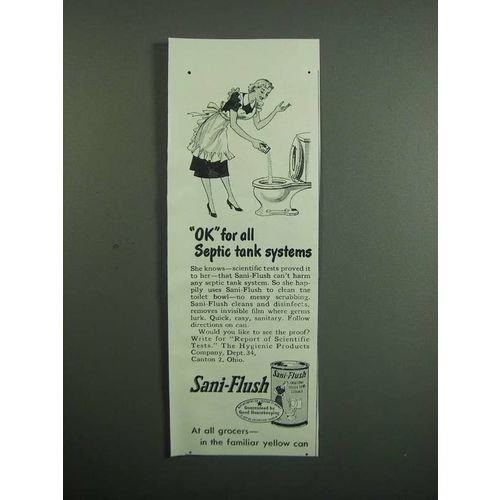 1951 Sani-Flush Cleanser Ad - OK for Septic Tank