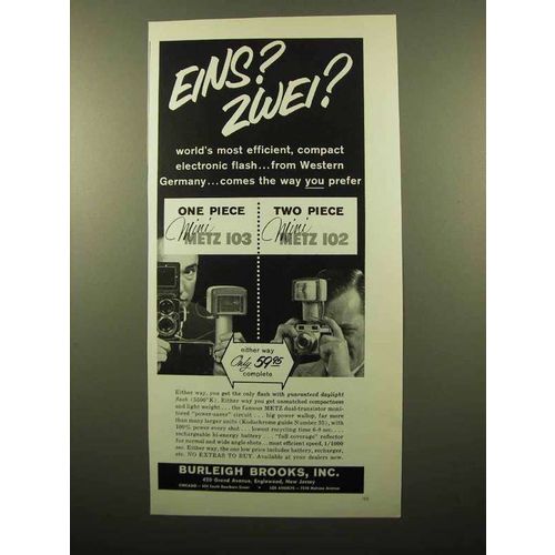 1960 Mini Metz 103 and 102 Flash Ad - Eins? Zwei?