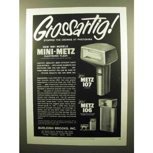 1960 Mini Metz 107 and 106 Flash Ad - Grossartig