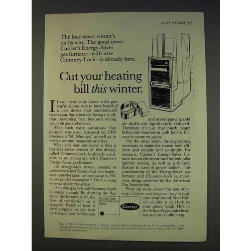 1977 Carrier Energy-Saver Gas Furnace Ad - Your Bill