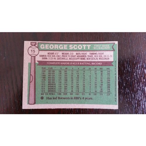 1976 Topps Card # 015 George Scott Excellent (5) Milwaukee Brewers