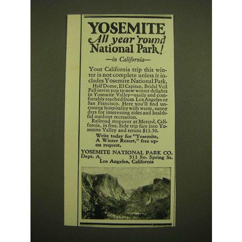 1924 Yosemite National Park Co. Ad - Yosemite all year 'round National Park!
