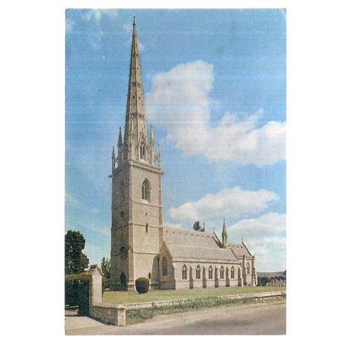 THE MARBLE CHURCH, BODELWYDDAN, Wales vintage used postcard 1973 postmark #