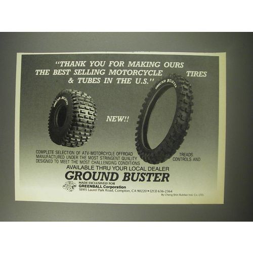 1990 Greenball Ground Buster Tires Ad - Thank you for making ours the best