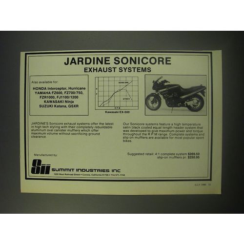 1990 Summit Industries Jardine Sonicore Exhaust Systems Ad