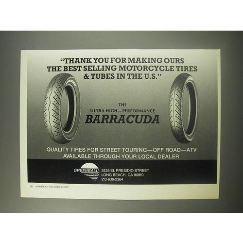 1990 Greenball Barracuda Tires Ad - Thank you for making ours the best