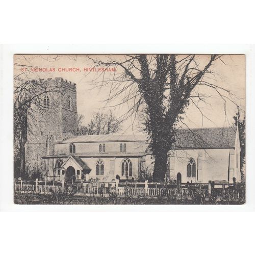 St Nicholas Church Hintlesham Postcard 1907 Suffolk