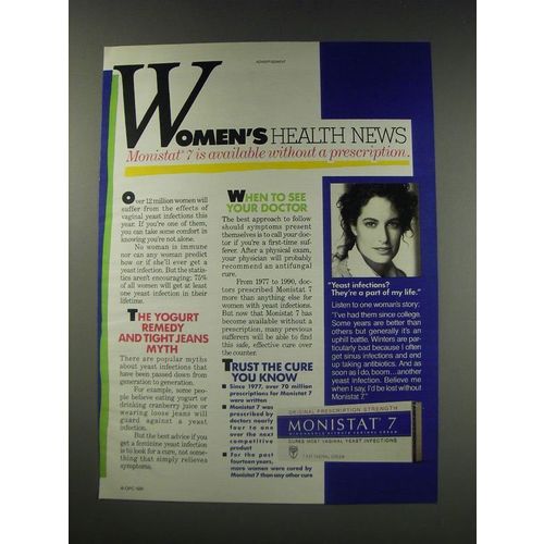 1991 Monistat 7 Cream Ad - Women's health news