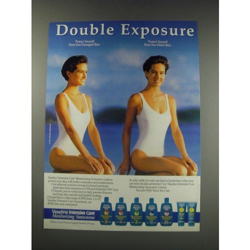1991 Vaseline Intensive Care moisturizing sunscreens Ad - Double Exposure