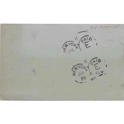 Uruguay Postal Card 1901 uprated to Milwaukee WI USA via New York
