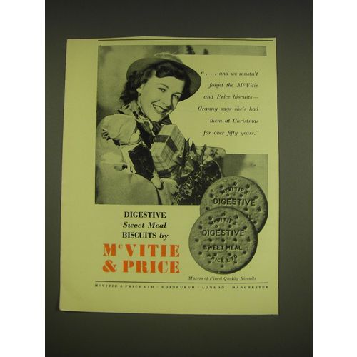 1955 McVitie & Price Digestive Sweet Meal Biscuits Ad - and we mustn't forget