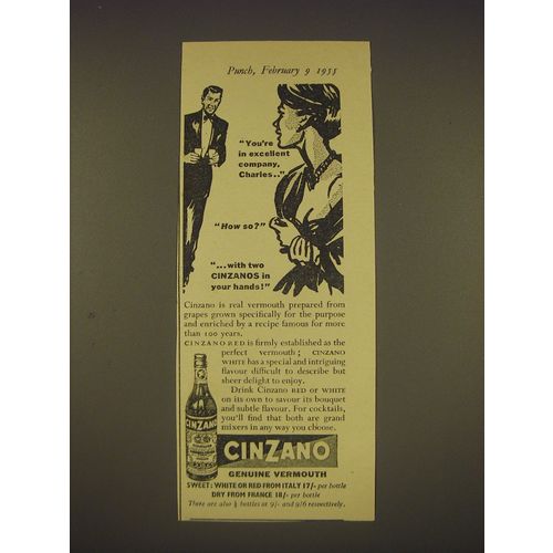 1955 Cinzano Vermouth Ad - You're in excellent company, Charles