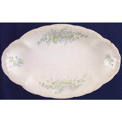 Antique Dresden Oval Dish, Vintage Shabby Chic, Rough Shape