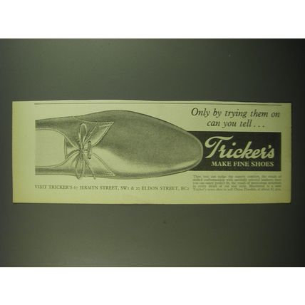 1968 Tricker's China Doeskin Town Shoe Ad - Only by trying them on