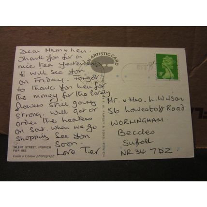 SILENT STREET, IPSWICH, SUFFOLK used postcard 1993 pm =
