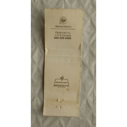 Matchbook Cover Westin Hotels, U.S. and Canada