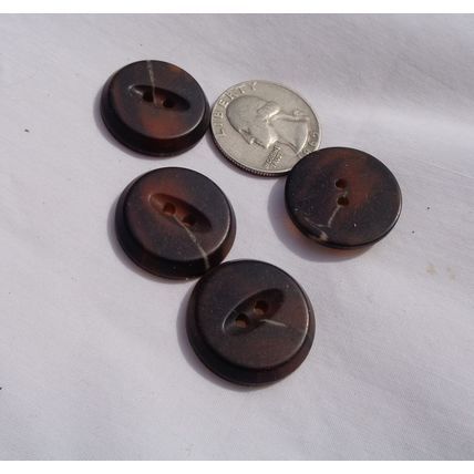 ZZ4 4 Tortoise Brown Buttons 22mm Fish Eye Disc 2 Hole Sewing Crafting