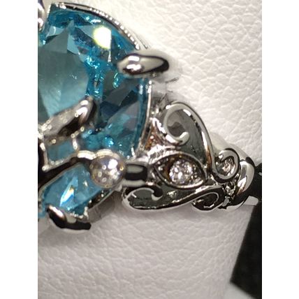 Ring Aqua Blue Crystal 925 Sterling Silver #37 USA Seller