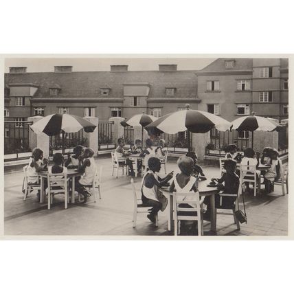 African Children At Kindergarten De Stadt Wien Germany RPC 1935 Postcard