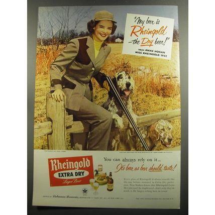 1952 Rheingold Beer Ad - My beer is Rheingold - Hunting