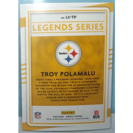 2020 Panini Donruss TROY POLAMALU (Steelers) Legends Series #LS-TP