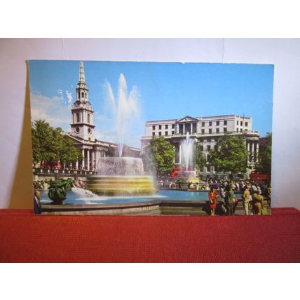 TRAFALGAR SQUARE, London. used vintage postcard by John Hinde 1962 pm =